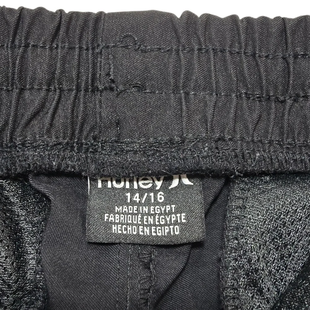 Hurley Jogger Pants Boys XL 14/16 Black Nylon Stretch Active Surf Skate Classic